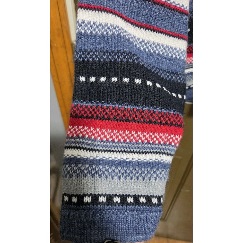 Vintage 90's Spunky L Cardigan Sweater Front Zip Fair Isle Nordic Light Layer - Picture 7 of 12